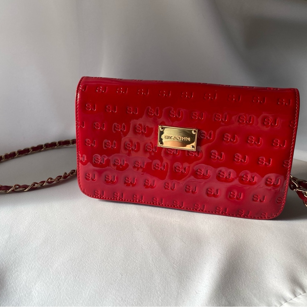 St. John Glossy Red Crossbody Bag